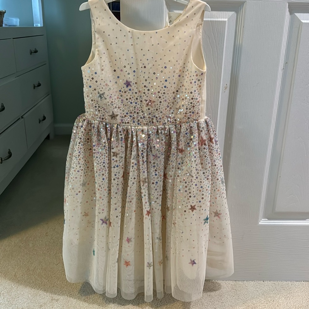 H&M Sequins off white sparkly dress kids size 6/7
